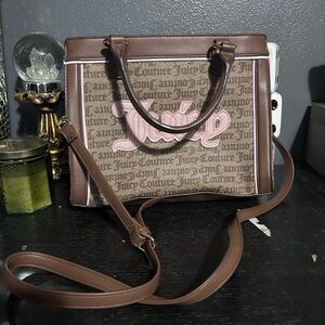 Juicy Couture Brown and Pink Crossbody Bag with Adjustable Strap